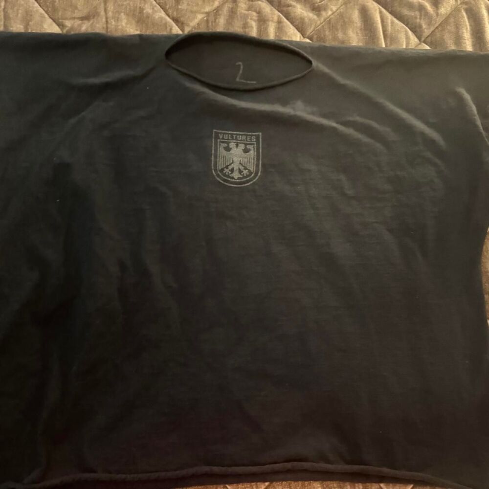 Yeezy Vultures Box Tee Size 2 Black Oversized Raw Hem Kanye West YZY